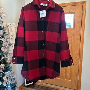 BB Dakota by Steve Madden Red and Black Plaid Shirt Jacket